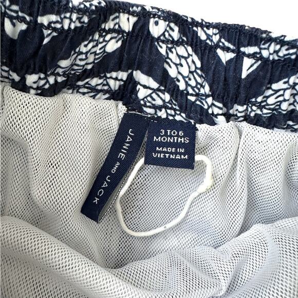 Janie & Jack Swim 3-6m Infant Fish Trunks Navy Blue White Bathing Suit - Picture 2 of 4